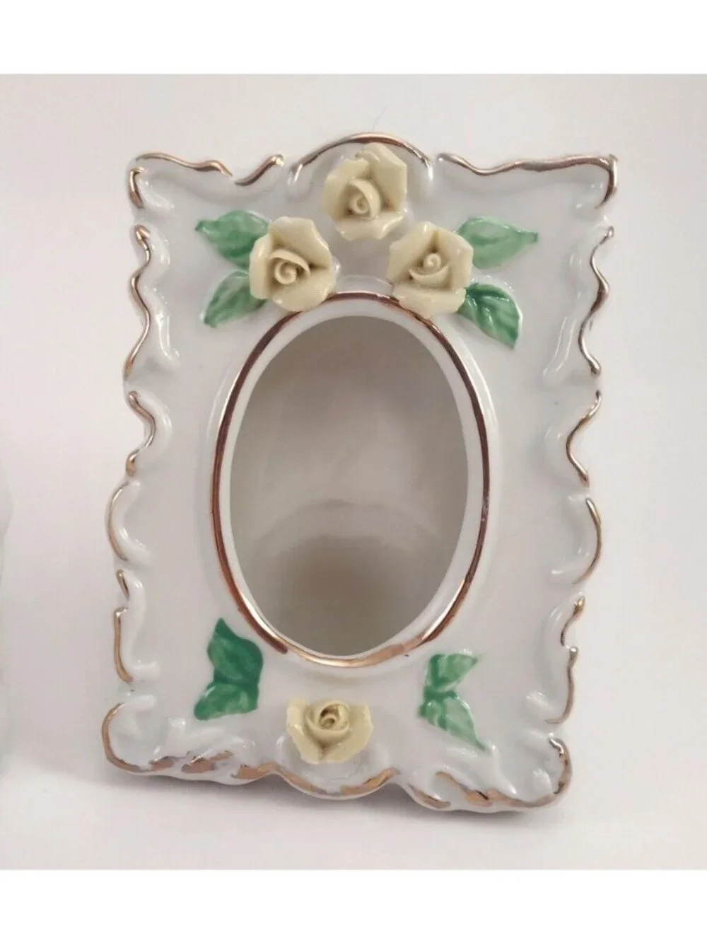 Vtg Yellow Rose Porcelain Picture Frames Hand Painted Flower Floral Lot of 4